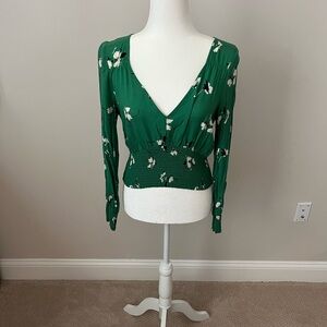 Abercrombie & Fitch Green Floral Blouse